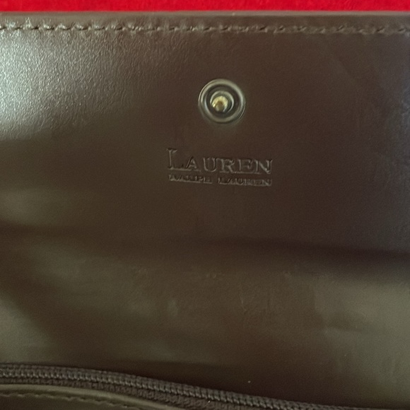 Lauren Ralph Lauren Brown Leather Trifold Wallet - Picture 2 of 6